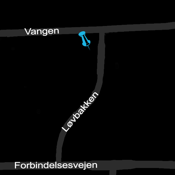 Kort over området omkring Løvvang Bowling Center